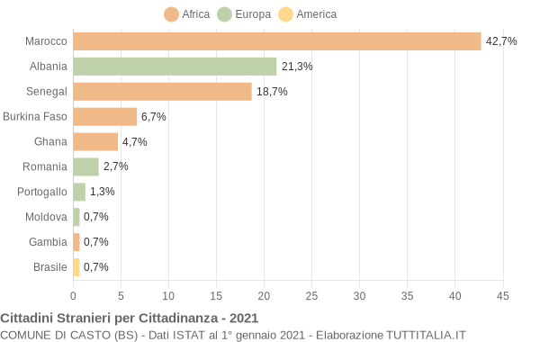 Grafico cittadinanza stranieri - Casto 2021