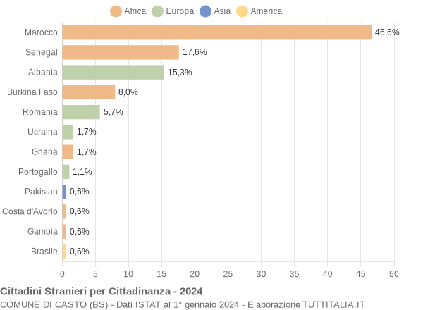 Grafico cittadinanza stranieri - Casto 2024