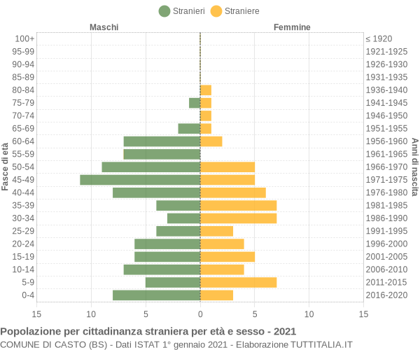 Grafico cittadini stranieri - Casto 2021