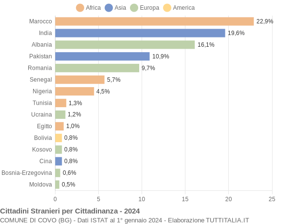 Grafico cittadinanza stranieri - Covo 2024