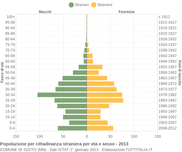 Grafico cittadini stranieri - Goito 2013