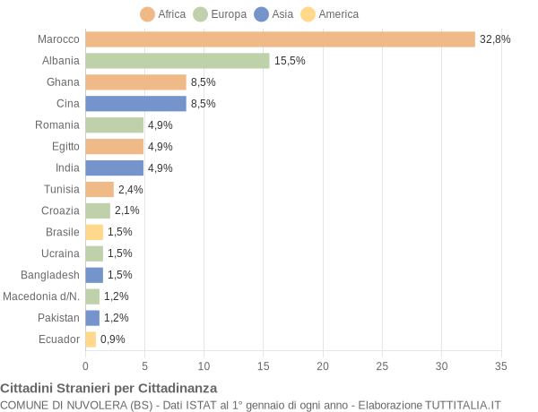 Grafico cittadinanza stranieri - Nuvolera 2005