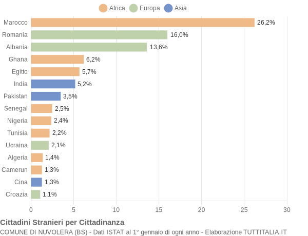 Grafico cittadinanza stranieri - Nuvolera 2010