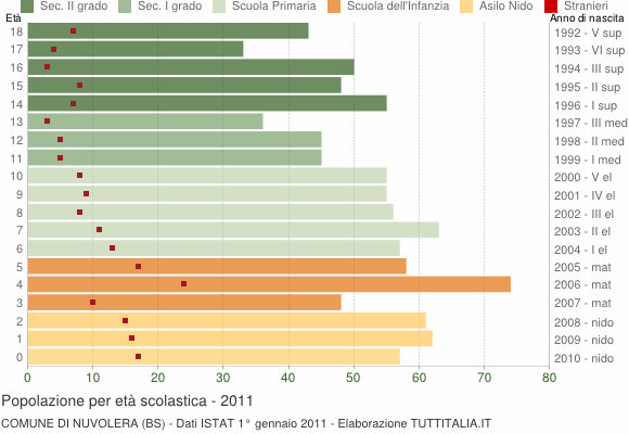 Grafico Popolazione in età scolastica - Nuvolera 2011