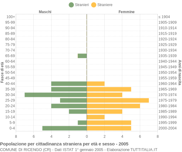 Grafico cittadini stranieri - Ricengo 2005