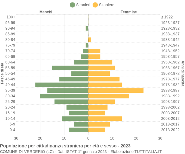 Grafico cittadini stranieri - Verderio 2023