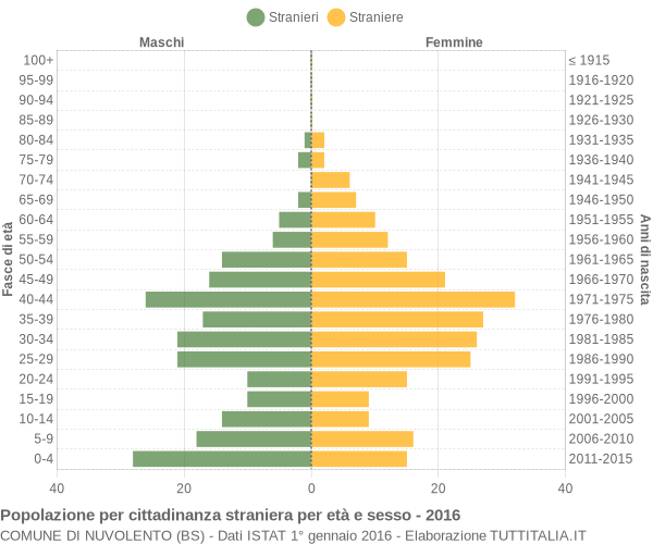 Grafico cittadini stranieri - Nuvolento 2016