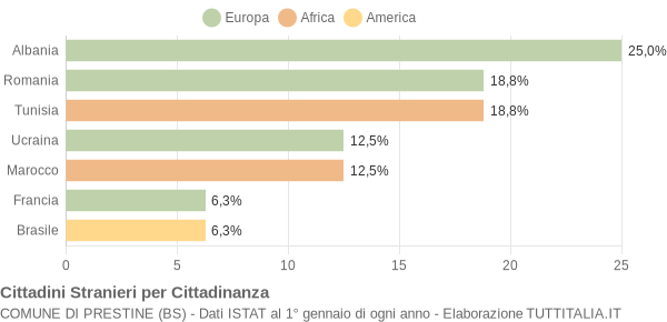 Grafico cittadinanza stranieri - Prestine 2010