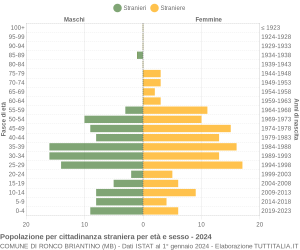 Grafico cittadini stranieri - Ronco Briantino 2024