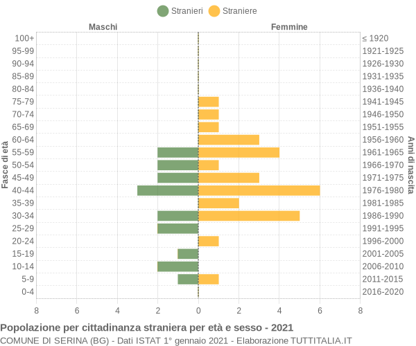 Grafico cittadini stranieri - Serina 2021