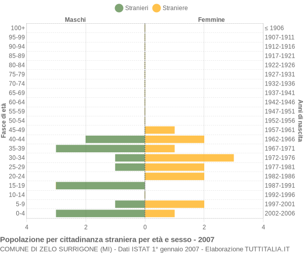 Grafico cittadini stranieri - Zelo Surrigone 2007