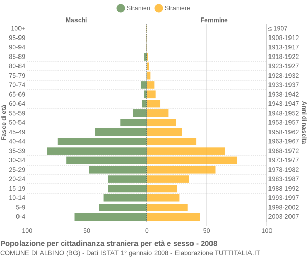 Grafico cittadini stranieri - Albino 2008