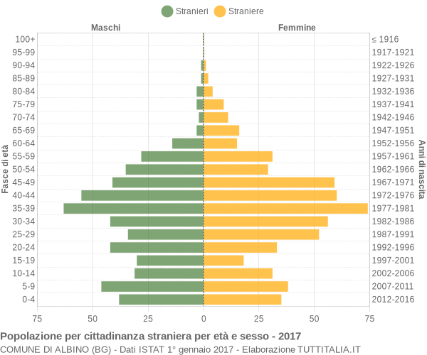 Grafico cittadini stranieri - Albino 2017