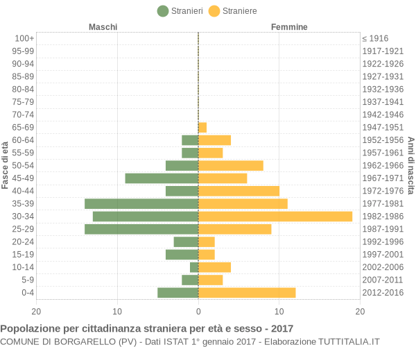 Grafico cittadini stranieri - Borgarello 2017