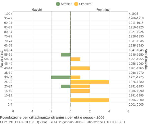 Grafico cittadini stranieri - Caiolo 2006