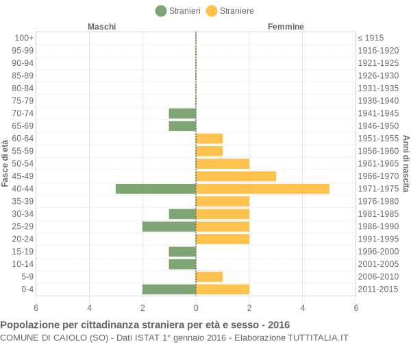 Grafico cittadini stranieri - Caiolo 2016