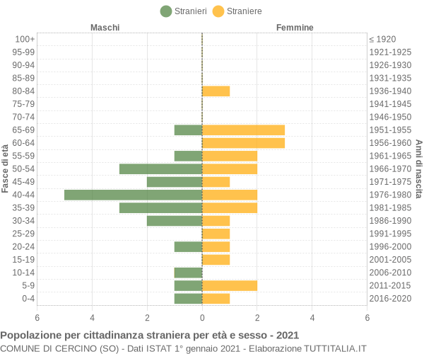 Grafico cittadini stranieri - Cercino 2021