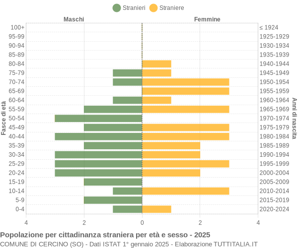Grafico cittadini stranieri - Cercino 2025