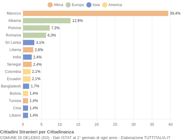 Grafico cittadinanza stranieri - Delebio 2009