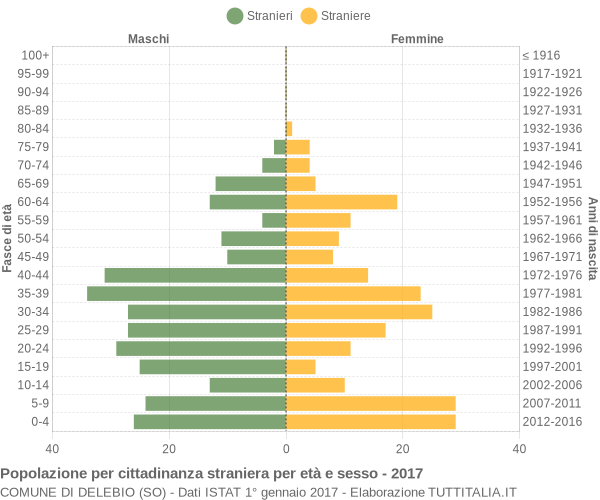 Grafico cittadini stranieri - Delebio 2017