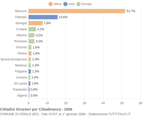 Grafico cittadinanza stranieri - Odolo 2006