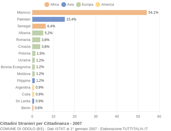 Grafico cittadinanza stranieri - Odolo 2007