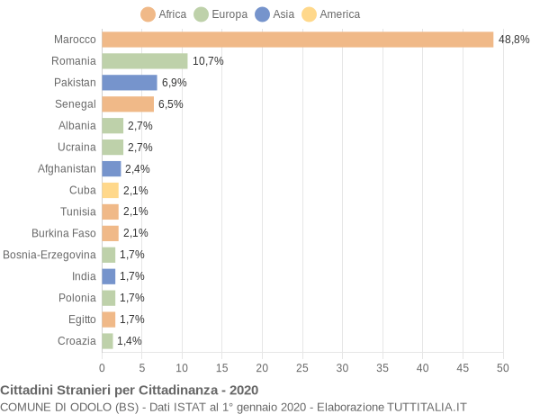 Grafico cittadinanza stranieri - Odolo 2020