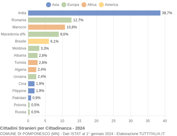 Grafico cittadinanza stranieri - Pomponesco 2024