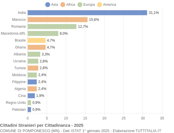 Grafico cittadinanza stranieri - Pomponesco 2025