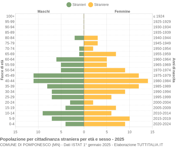 Grafico cittadini stranieri - Pomponesco 2025