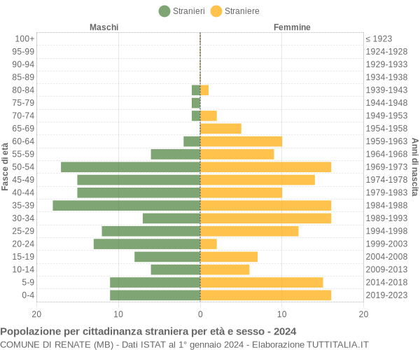 Grafico cittadini stranieri - Renate 2024