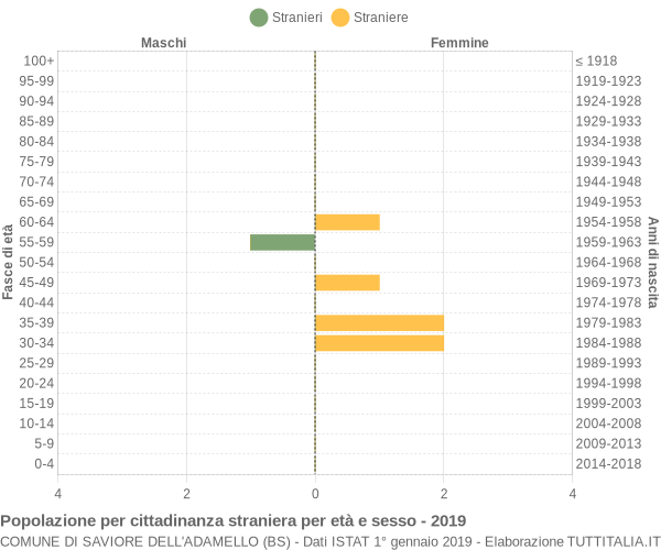 Grafico cittadini stranieri - Saviore dell'Adamello 2019