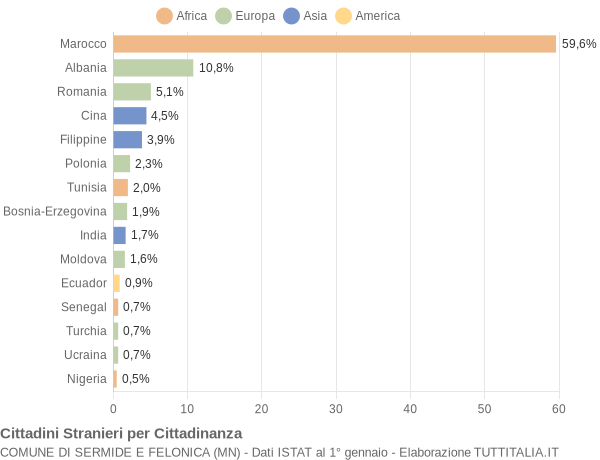 Grafico cittadinanza stranieri - Sermide e Felonica 2012