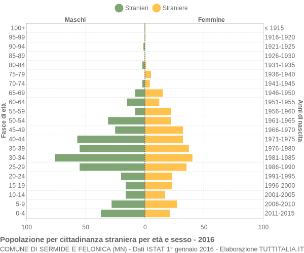 Grafico cittadini stranieri - Sermide e Felonica 2016