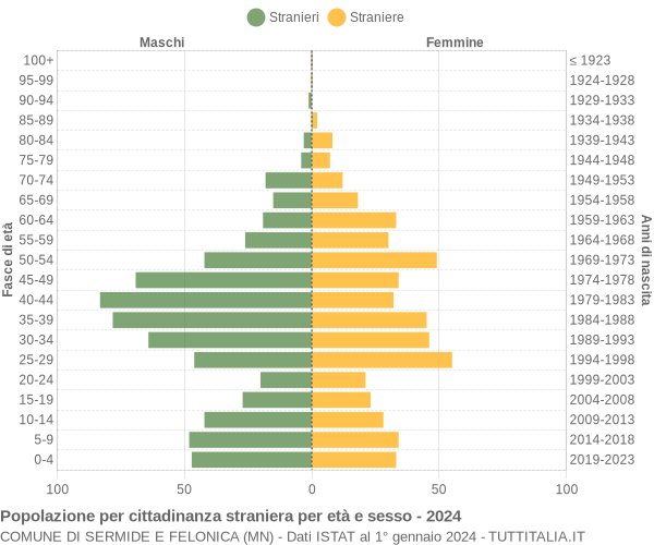 Grafico cittadini stranieri - Sermide e Felonica 2024