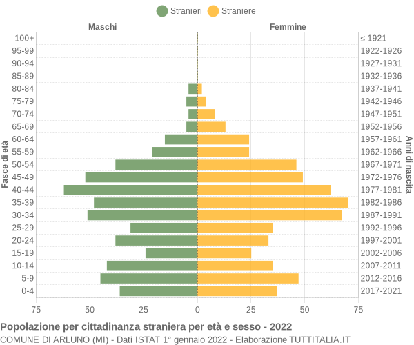 Grafico cittadini stranieri - Arluno 2022