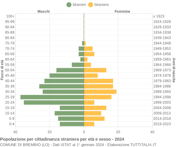 Grafico cittadini stranieri - Brembio 2024