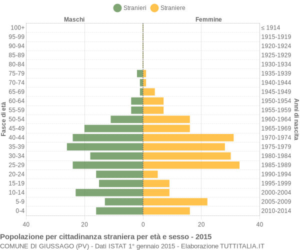 Grafico cittadini stranieri - Giussago 2015