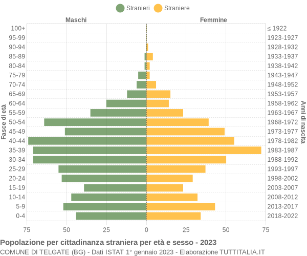 Grafico cittadini stranieri - Telgate 2023