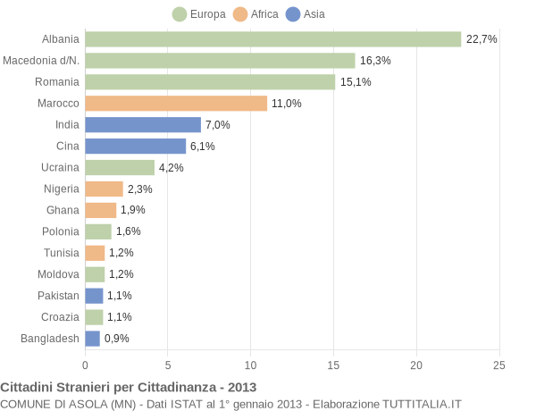 Grafico cittadinanza stranieri - Asola 2013