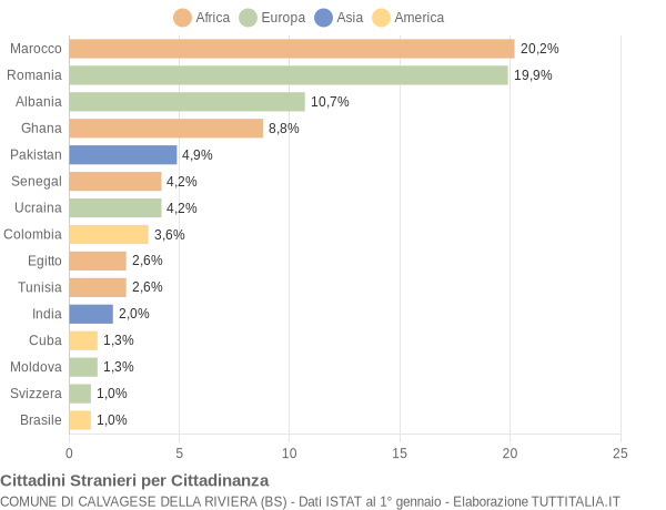 Grafico cittadinanza stranieri - Calvagese della Riviera 2006