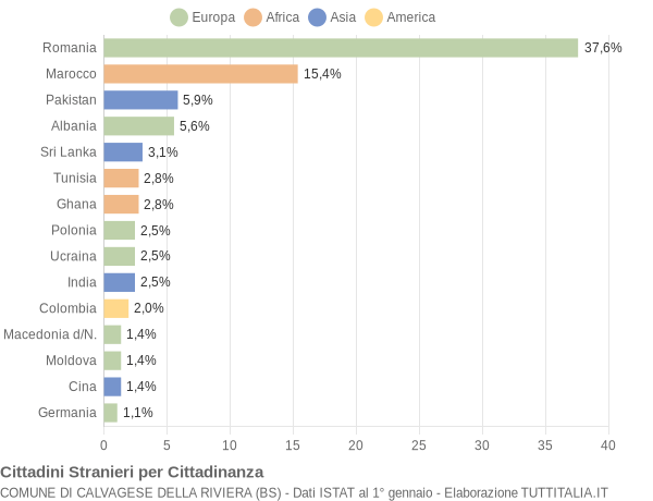 Grafico cittadinanza stranieri - Calvagese della Riviera 2015