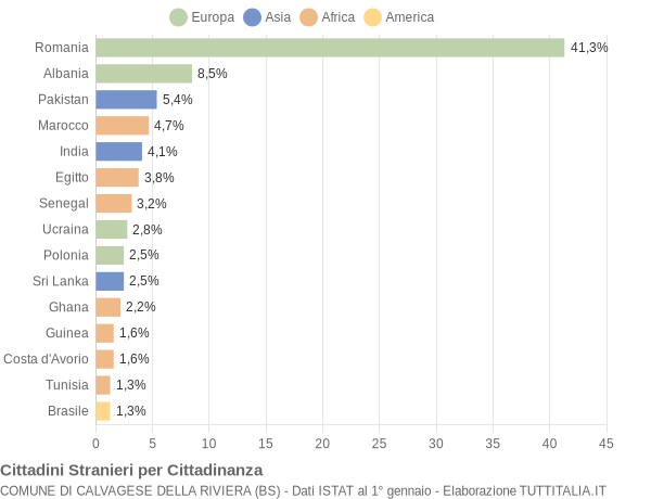 Grafico cittadinanza stranieri - Calvagese della Riviera 2021