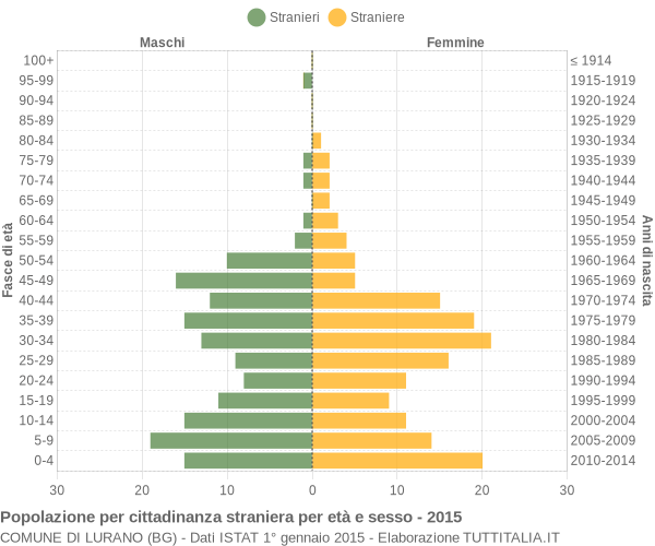 Grafico cittadini stranieri - Lurano 2015