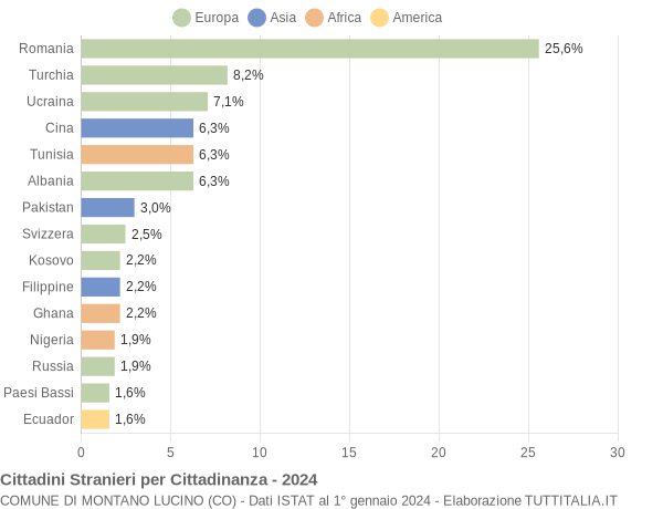 Grafico cittadinanza stranieri - Montano Lucino 2024