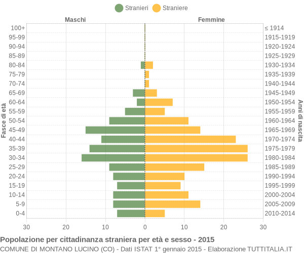 Grafico cittadini stranieri - Montano Lucino 2015