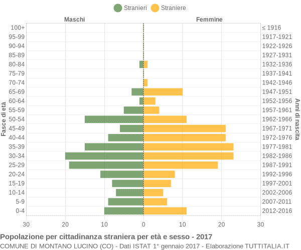 Grafico cittadini stranieri - Montano Lucino 2017