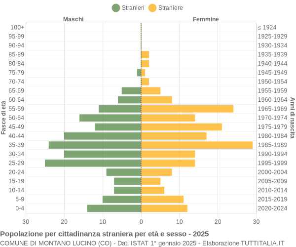 Grafico cittadini stranieri - Montano Lucino 2025