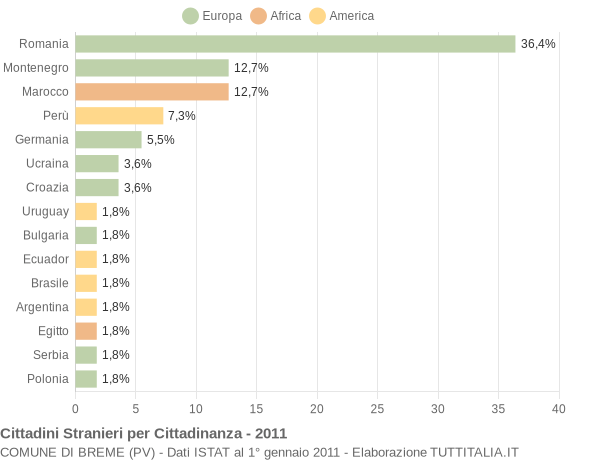 Grafico cittadinanza stranieri - Breme 2011