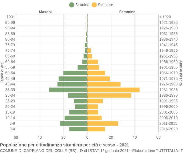 Grafico cittadini stranieri - Capriano del Colle 2021